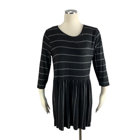 Zenana Premium Large Dress NWT Black Gray Stripe Stretch Boutique - Picture 1 of 5